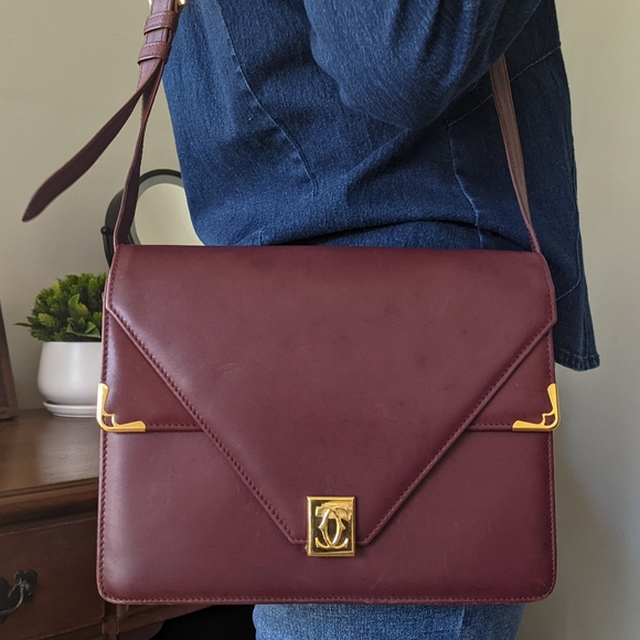 Vintage Cartier Bordeaux Leather Satchel - Picture 7 of 13